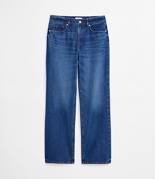 Rivete Curvy Mid Rise Relaxed Straight Jeans in Dark Wash