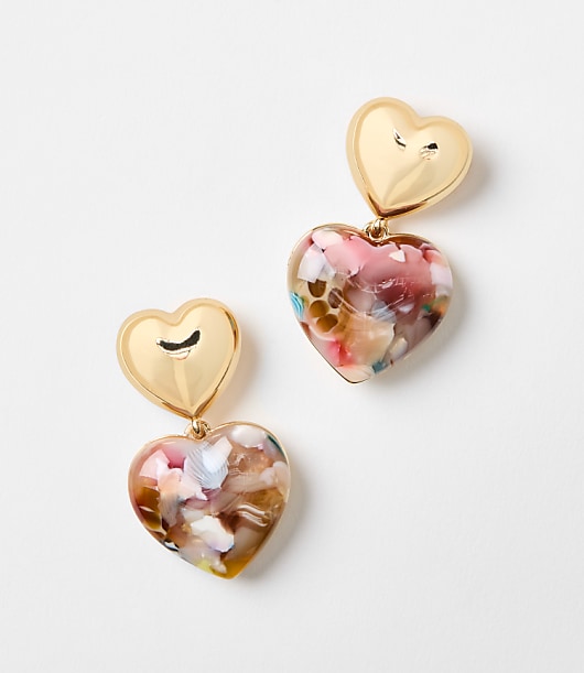 Loft Tortoiseshell Print Puffy Heart Earrings