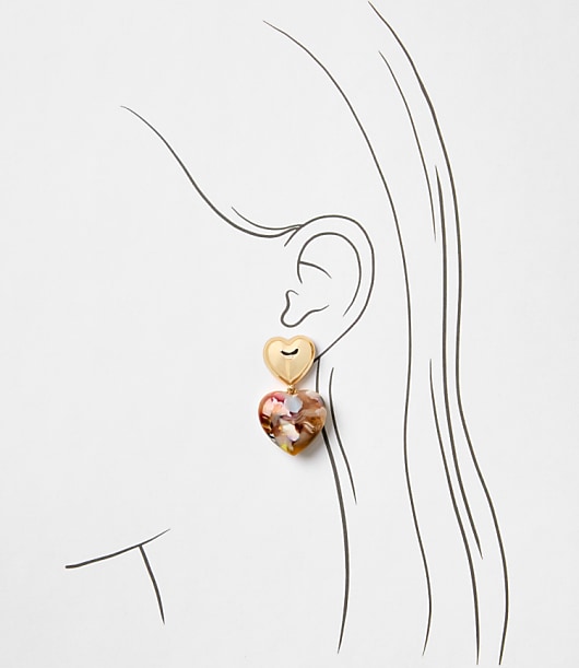 Tortoiseshell Print Puffy Heart Earrings