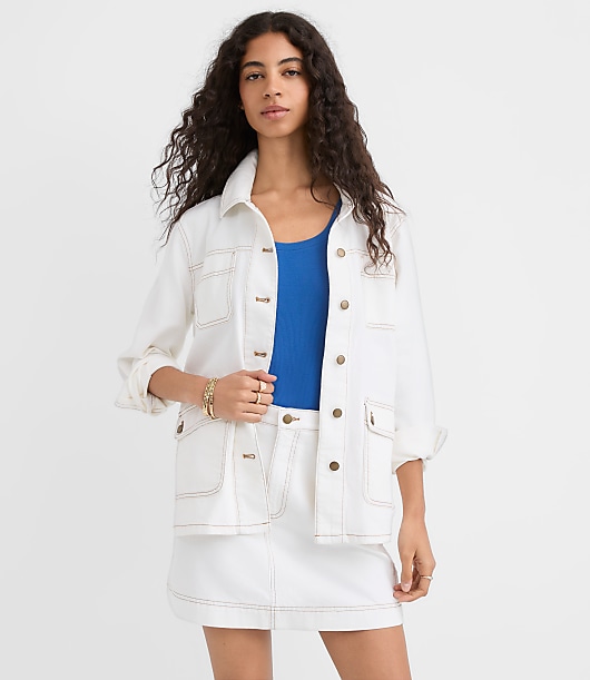 Topstitched Twill Chore Jacket