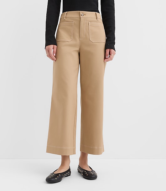 Tall Palmer Wide Leg Crop Pants in Contrast Stitch