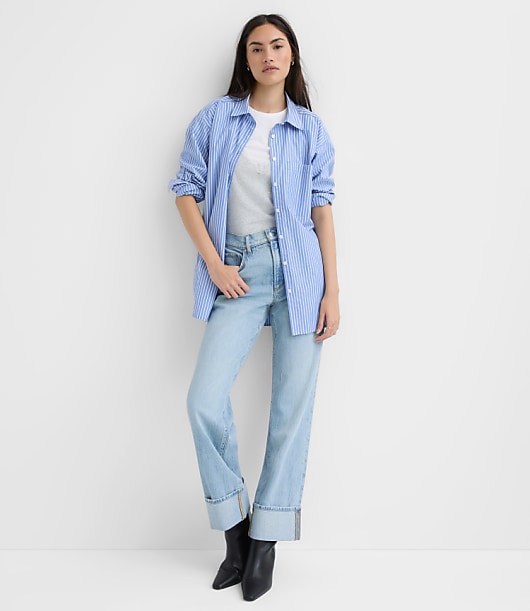 Striped Poplin Everyday Oversized Pocket Shirt