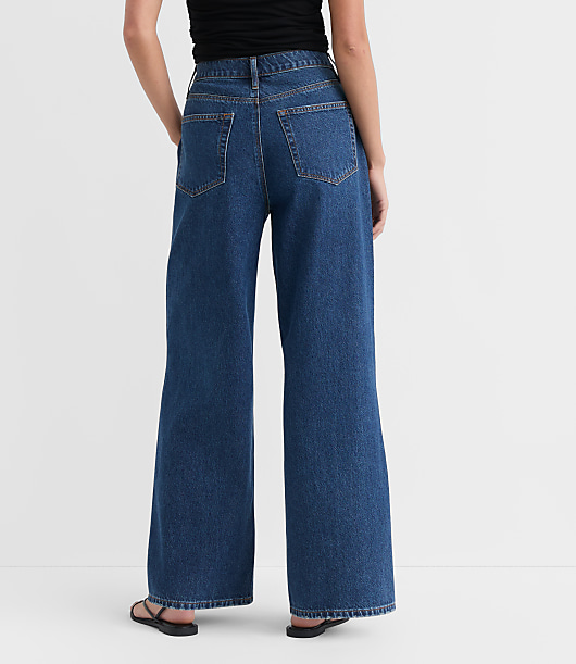 Rivete Curvy High Rise Relaxed Wide Leg Jeans in Mid Wash