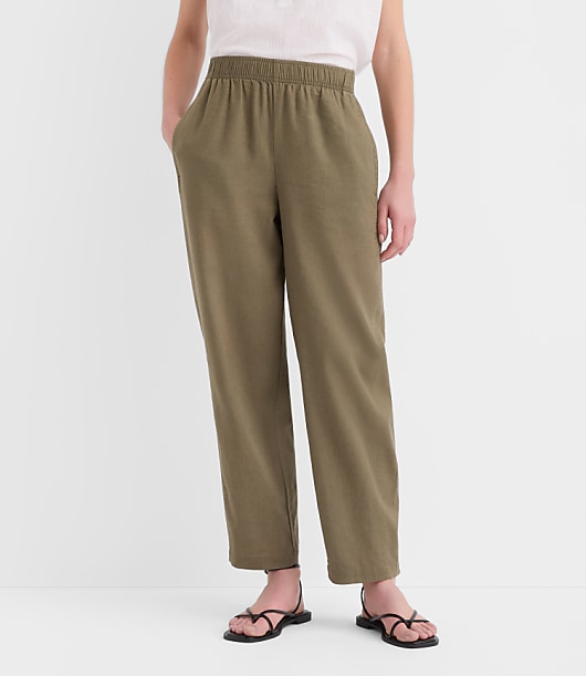 Pull On Barrel Pants in Linen Cotton