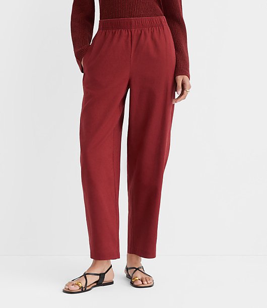 Pull On Barrel Pants in Linen Cotton