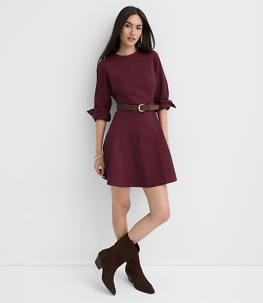 Seamed Barrel Sleeve Mini Dress