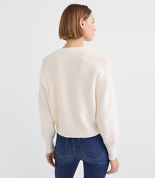Petite Ribbed Relaxed Cardigan