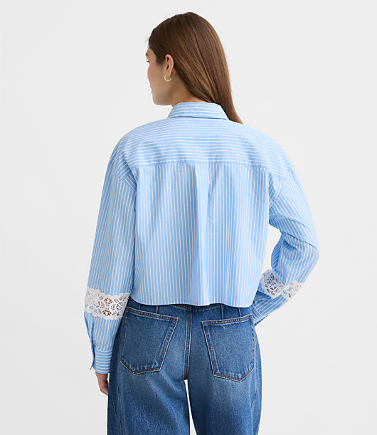 Striped Poplin Everyday Abbreviated Shirt