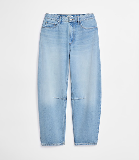 Rivete Petite Curvy High Rise Barrel Jeans in Light Wash