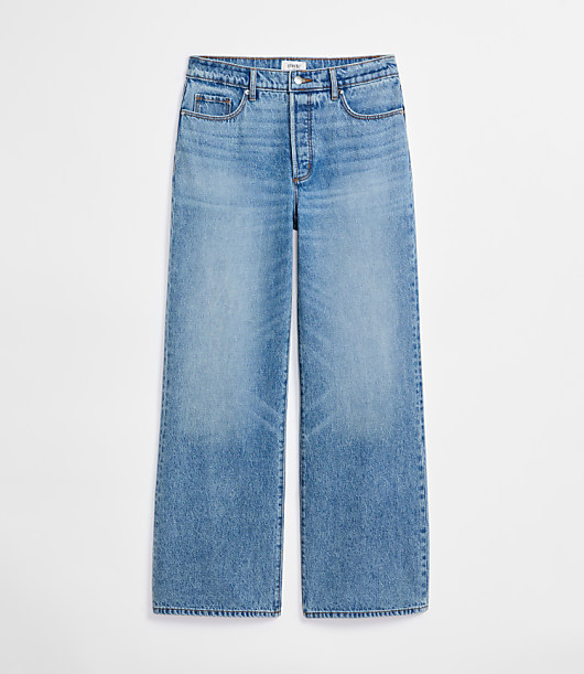 Rivete Petite Curvy High Rise Wide Leg Jeans in Light Wash
