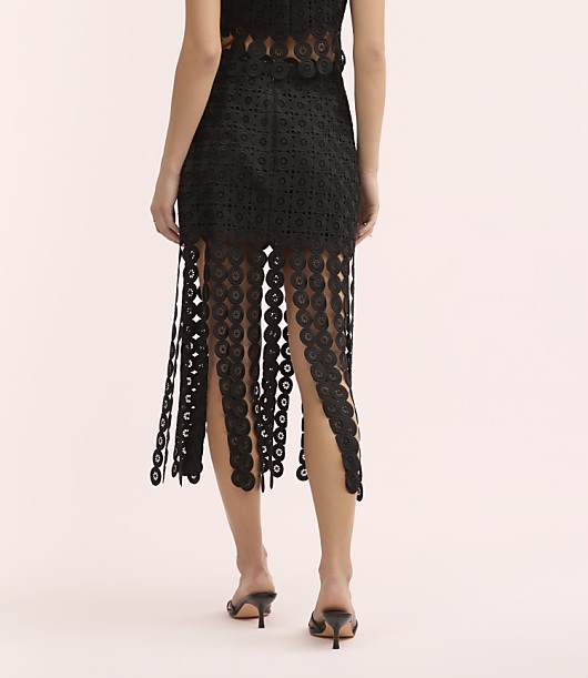 Lately Crochet Lace Fringe Midi Skirt