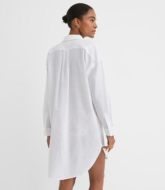 Petite LOFT Beach Linen Cotton Swimsuit Coverup Shirt