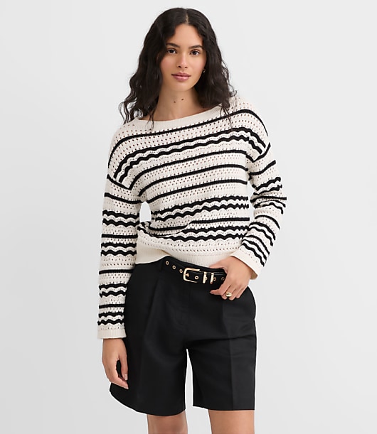 Petite Stitchy Boatneck Sweater