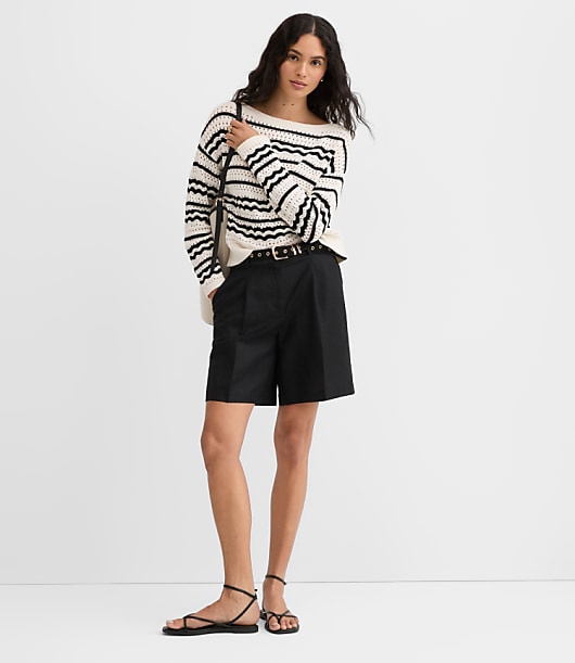Petite Stitchy Boatneck Sweater