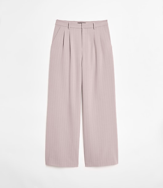 Petite LOFT Versa Seasonless Stretch Double Pleat Wide Leg Pants in Stripe