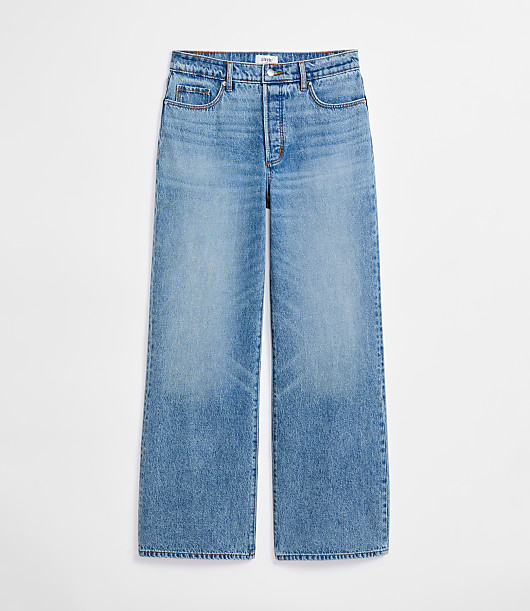 Rivete Petite High Rise Wide Leg Jeans in Light Wash