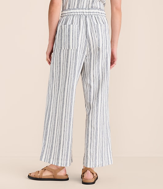 Lou & Grey Striped Linen Cotton Wide Leg Crop Pants
