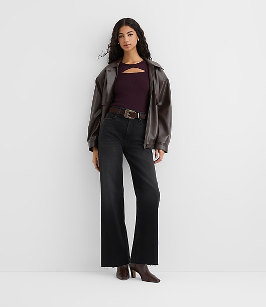 Rivete Tall Fresh Cut High Rise Wide Leg Jeans in Noir Wash