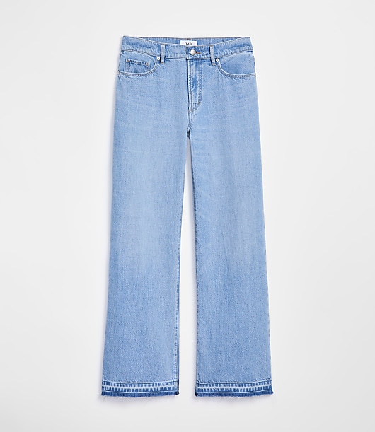 Rivete Tall Curvy Unpicked Mid Rise Wide Leg Jeans in Vintage Light Wash