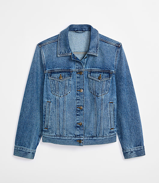 Rivete Petite Denim Trucker Jacket in Vintage Mid Wash