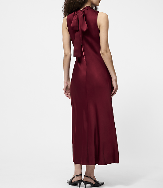 French Connection Ennis Satin Sleeveless Bow Midi Dress