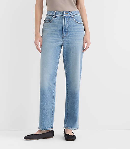 Rivete Tall High Rise Straight Jeans in Aura Wash