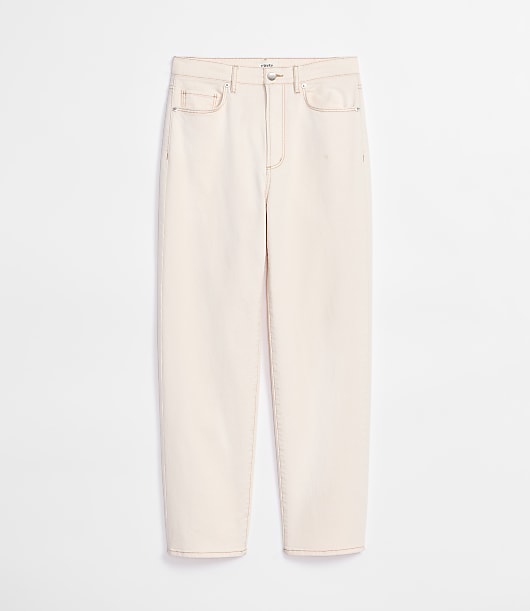 Rivete Tall Curvy High Rise Straight Jeans in Ivory