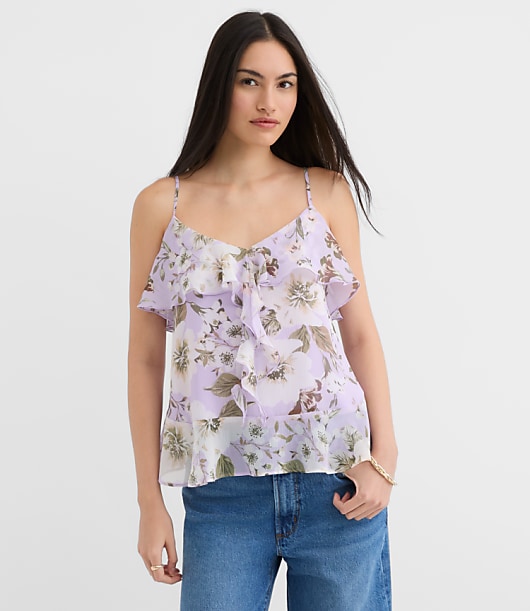 Petite Floral Tie Back Ruffle Strappy Cami