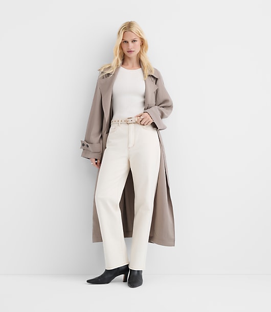 Rivete Tall High Rise Straight Jeans in Ivory