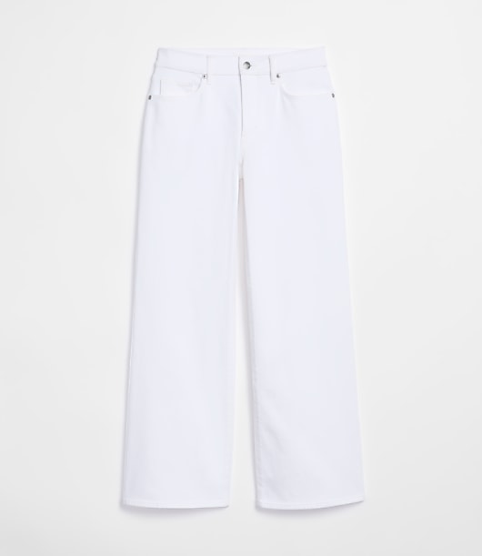 Rivete Mid Rise Wide Leg Jeans in White
