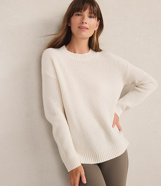 Loft Haven Well Within Cashmere Shaker Stitch Crewneck Sweater
