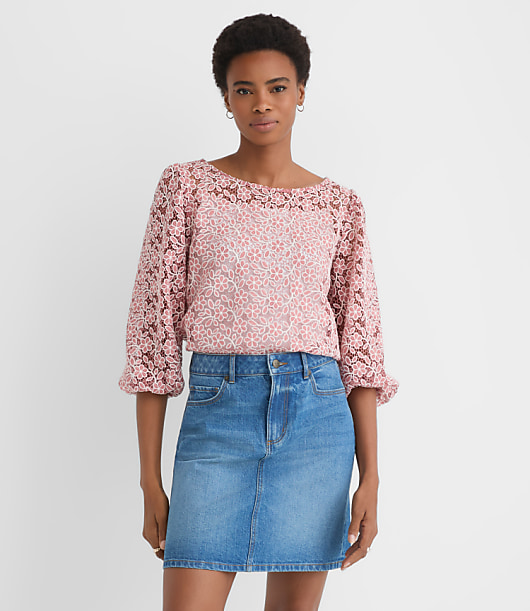 Loft Floral Lace Boatneck Blouse