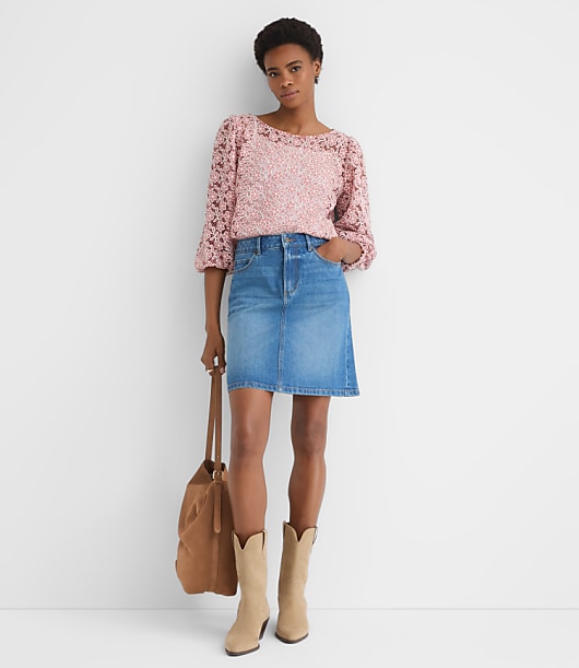 Floral Lace Boatneck Blouse