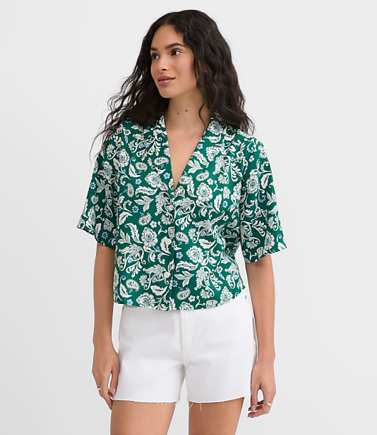 Petite Floral Twill Relaxed Everyday Shirt