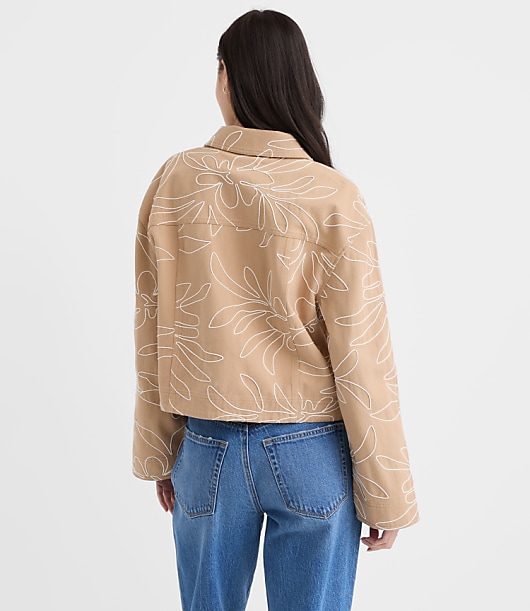 Petite Floral Embroidered Twill Jacket