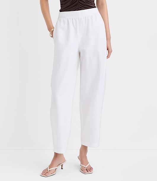Pull On Barrel Pants in Linen Cotton