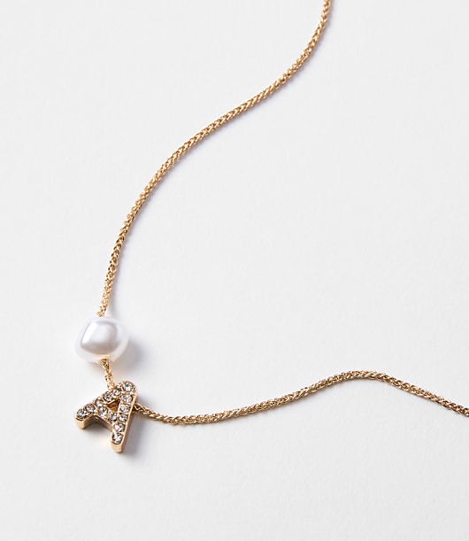 Pearlized Pave Initial Necklace
