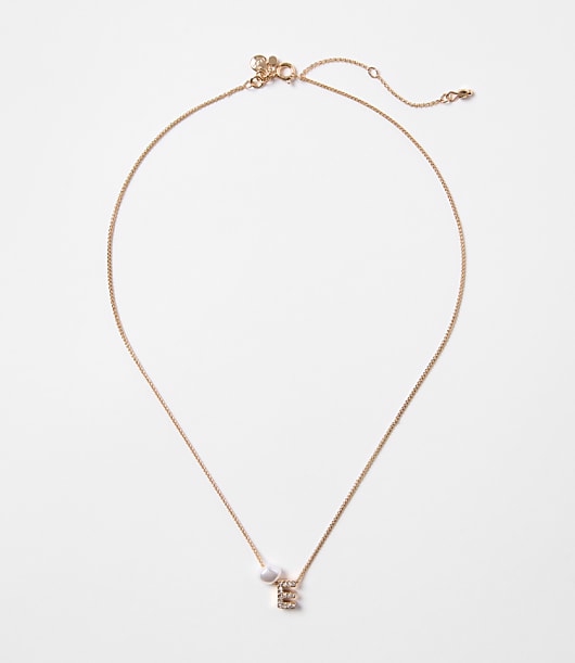 Loft Pearlized Pave Initial Necklace
