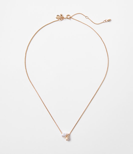 Loft Pearlized Pave Initial Necklace