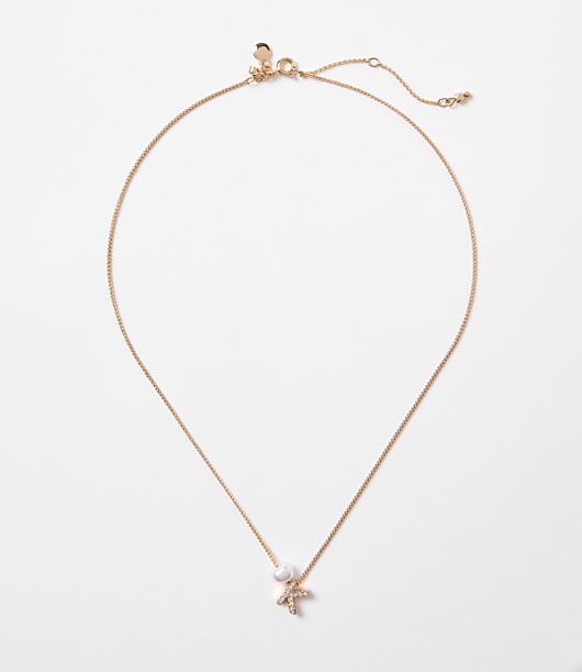 Loft Pearlized Pave Initial Necklace
