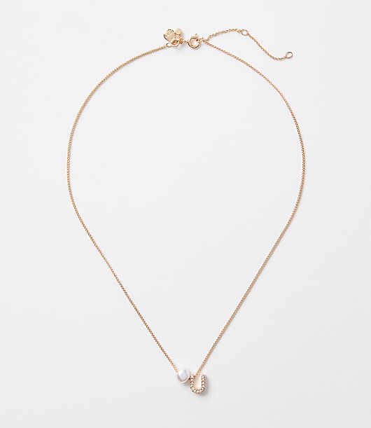 Loft Pearlized Pave Initial Necklace