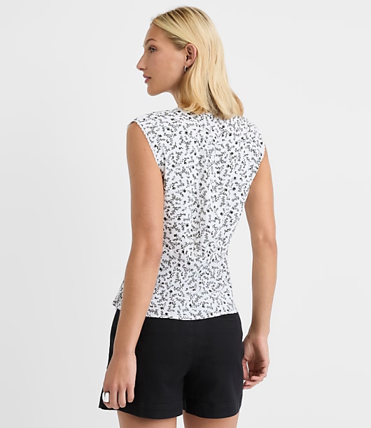 Floral Lace Trim Cap Sleeve Top