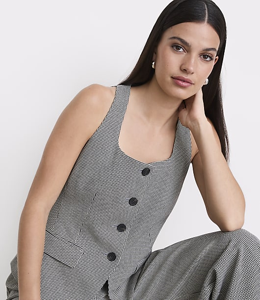LOFT Versa Seasonless Stretch Halter Vest in Mini Houndstooth