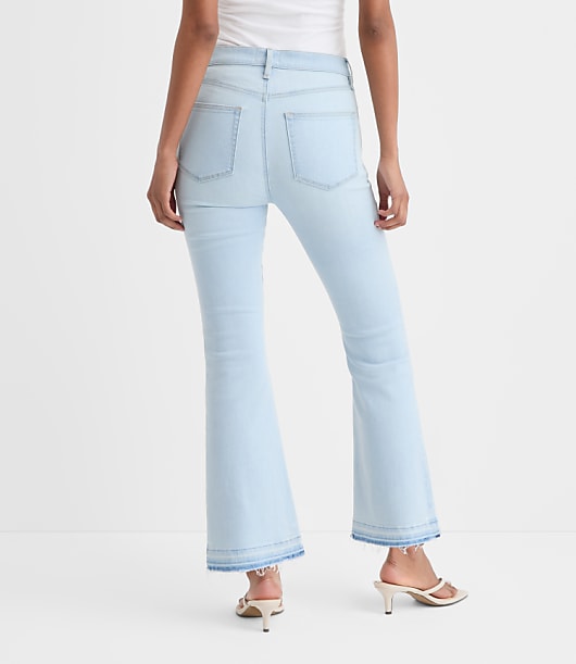 Rivete Petite Curvy Unpicked High Rise Kick Crop Jeans in Wave Wash