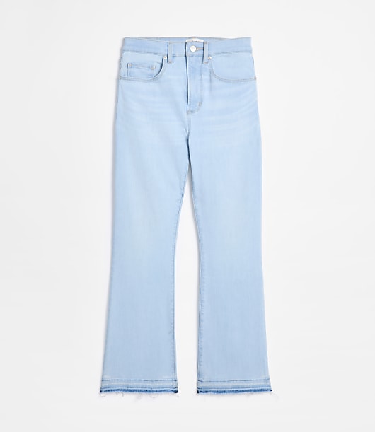 Rivete Petite Curvy Unpicked High Rise Kick Crop Jeans in Wave Wash