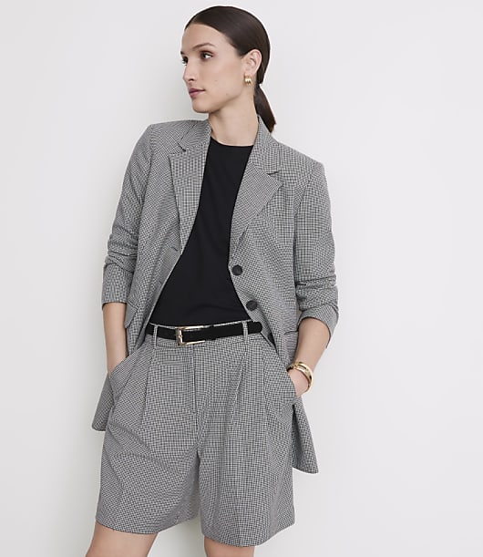LOFT Versa Seasonless Stretch Oversized Blazer in Mini Houndstooth