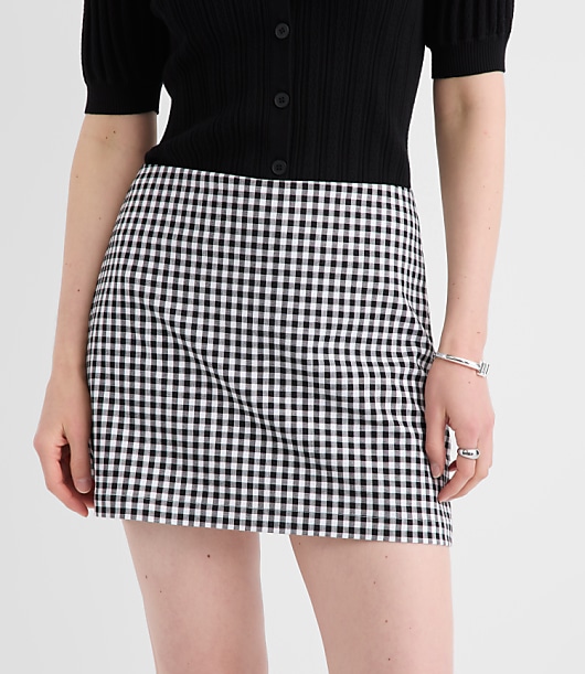 Petite Gingham Modern Mini Skort