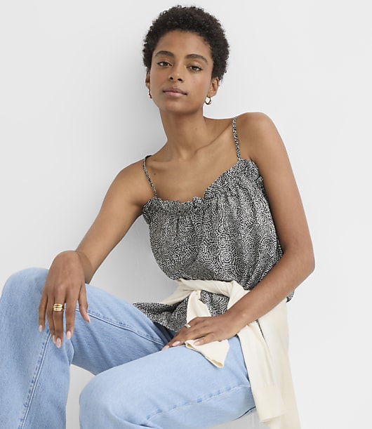 Petite Swirl Ruffle Tie Back Cami