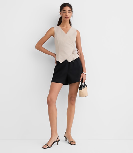 Shimmer Linen Cotton Wrap Tank Top