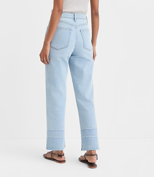 Rivete Unpicked High Rise Straight Jeans in Wave Wash